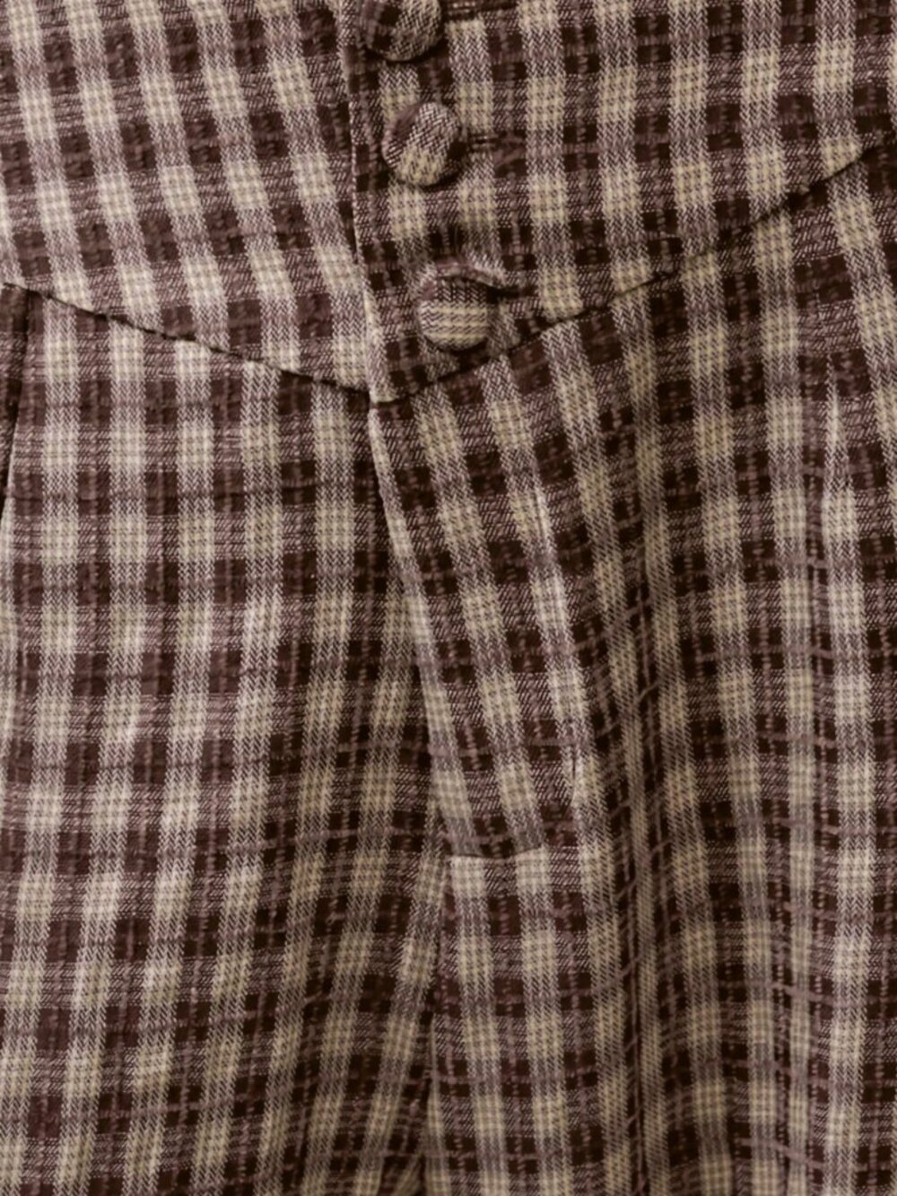 Brown Casual Women's Plaid High Waisted Wide-Leg Relaxed Fit Loose Trousers - Picture 7 of 8